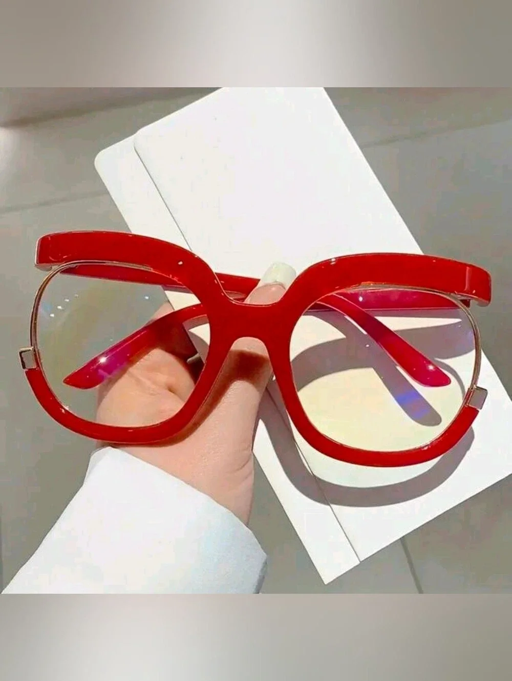 NEW Red Oversize Round Fashion Glasses